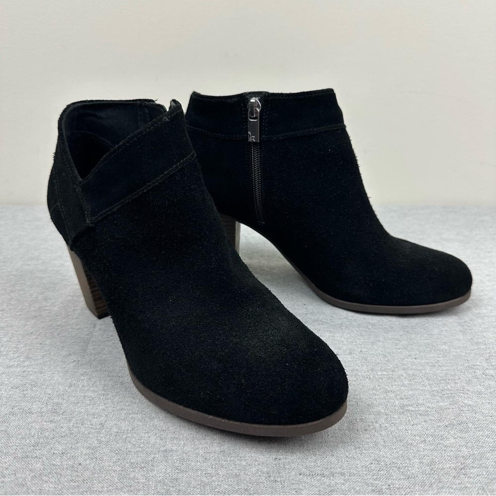 New! Koolaburra Ugg Amalea Black Suede Stacked Heel Ankle Bootie, 9.5